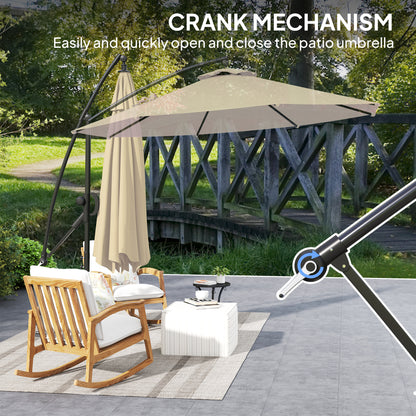 3(m) Cantilever Banana Parasol with Cover Wind Strap UPF50+Khaki