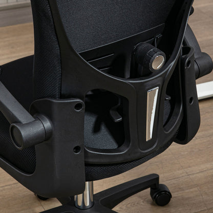 Mesh Chair with Headrest, 4D Lumbar Support, Flip-up Arm, Black