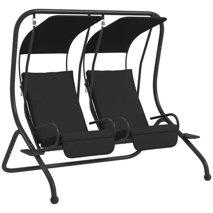 Canopy Swing 2 Separate Relax Chairs w/ Handrails, Cup Holders