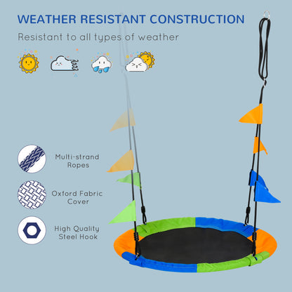 Saucer Tree Swing Metal Tube Adjustable Rope Garden Blue Green Orange