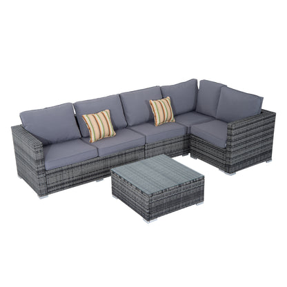 4 Pieces Rattan Furniture Set Sofa Chair Coffee Table Wicker Grey