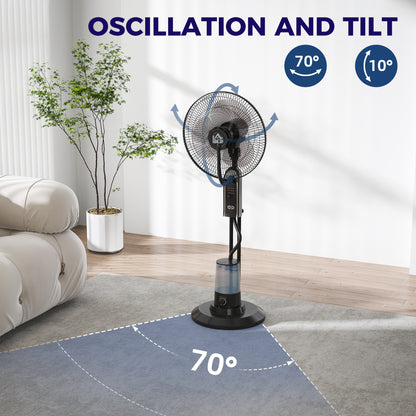 Spray Misting Fan, Pedestal Fan w/ Oscillation, Tilt, 120 cm