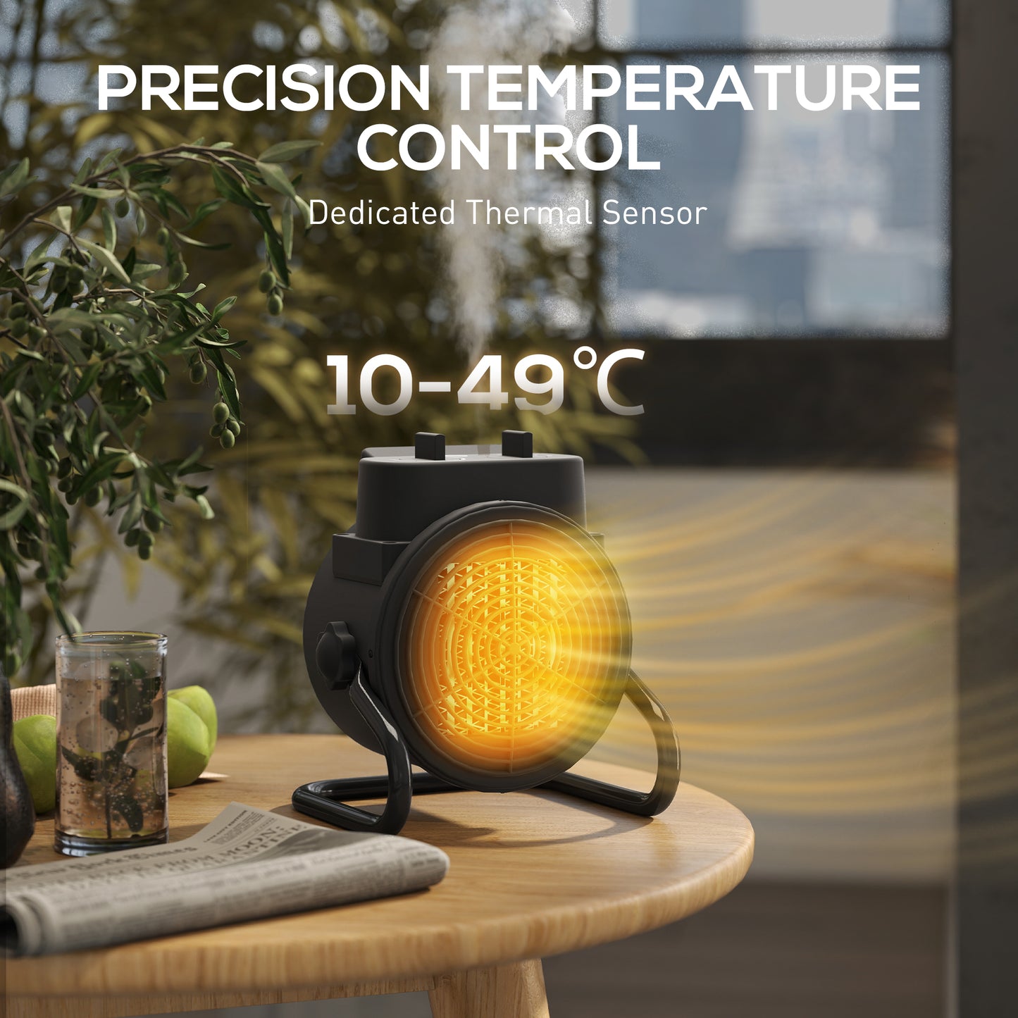 Portable Ceramic Electric Heater, 1500W Fan Space Heater, Black