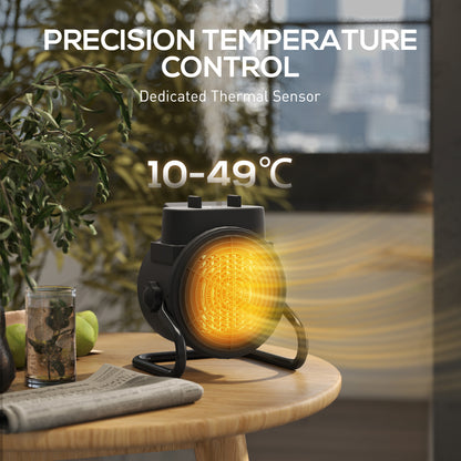 Portable Ceramic Electric Heater, 1500W Fan Space Heater, Black
