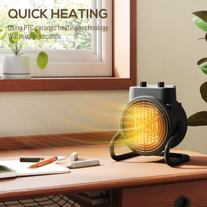 Portable Ceramic Electric Heater, 1500W Fan Space Heater, Black