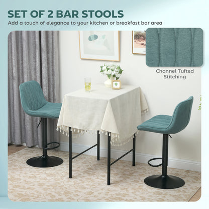 Bar Stools Set of 2, Modern Armless Bar Chairs, Blue