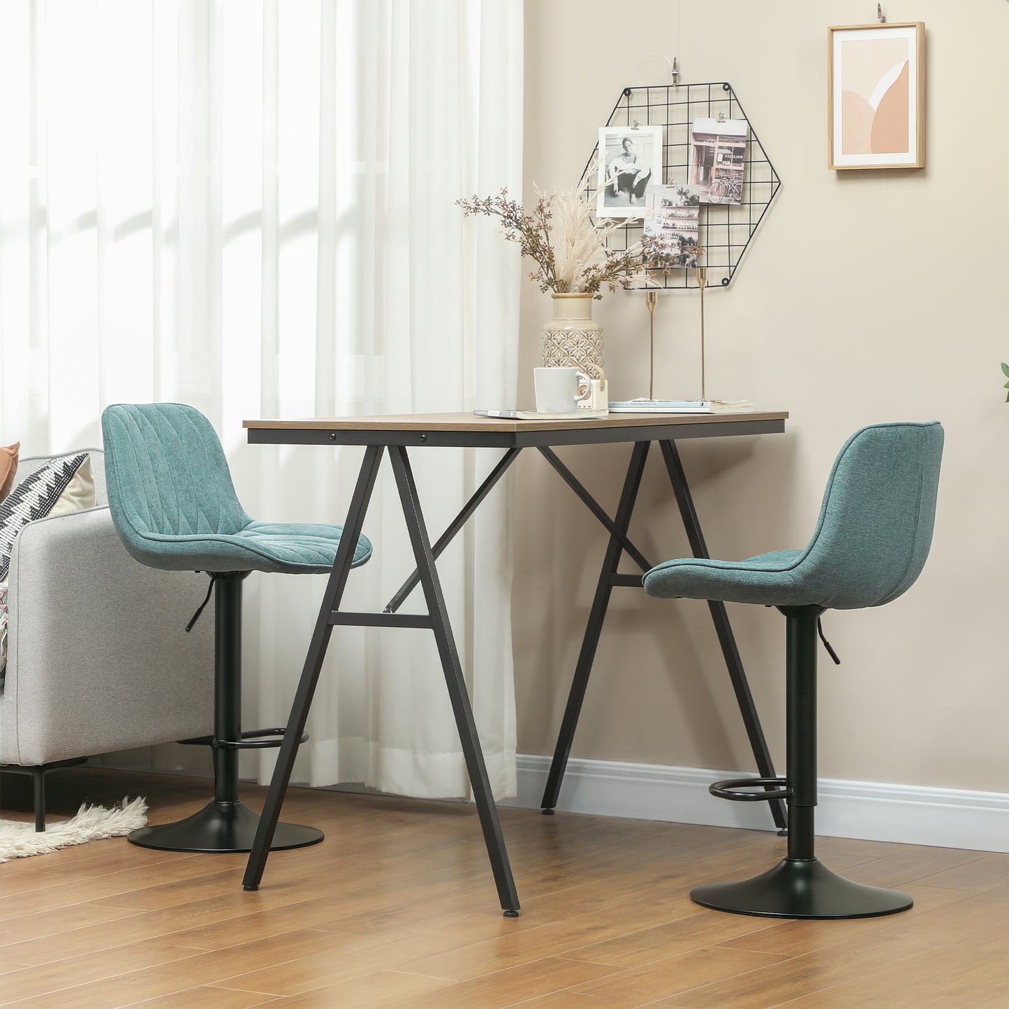 Bar Stools Set of 2, Modern Armless Bar Chairs, Blue
