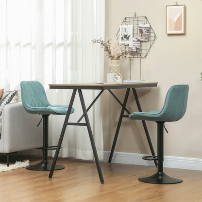 Bar Stools Set of 2, Modern Armless Bar Chairs, Blue