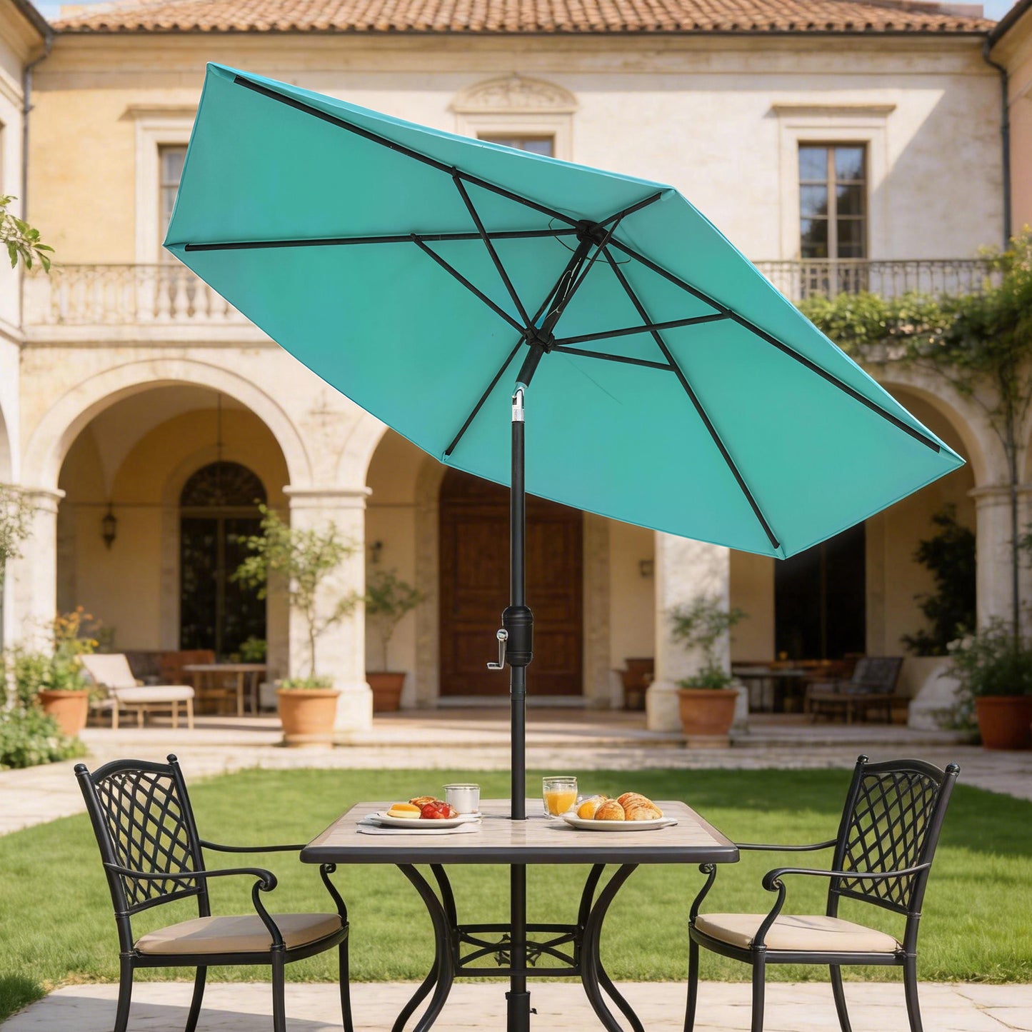 2.6M Garden Parasol Umbrella with Aluminium Pole, Tilt, Turquoise