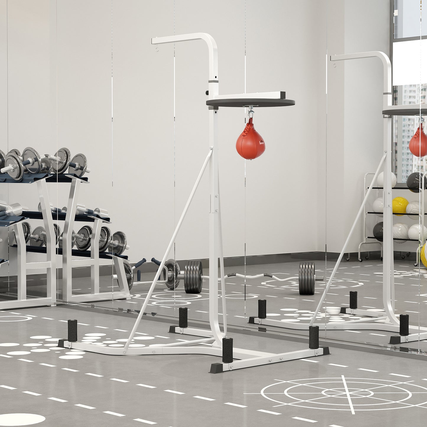 Freestanding Speed Bag Platform, Adjustable Boxing Punch Bag, White