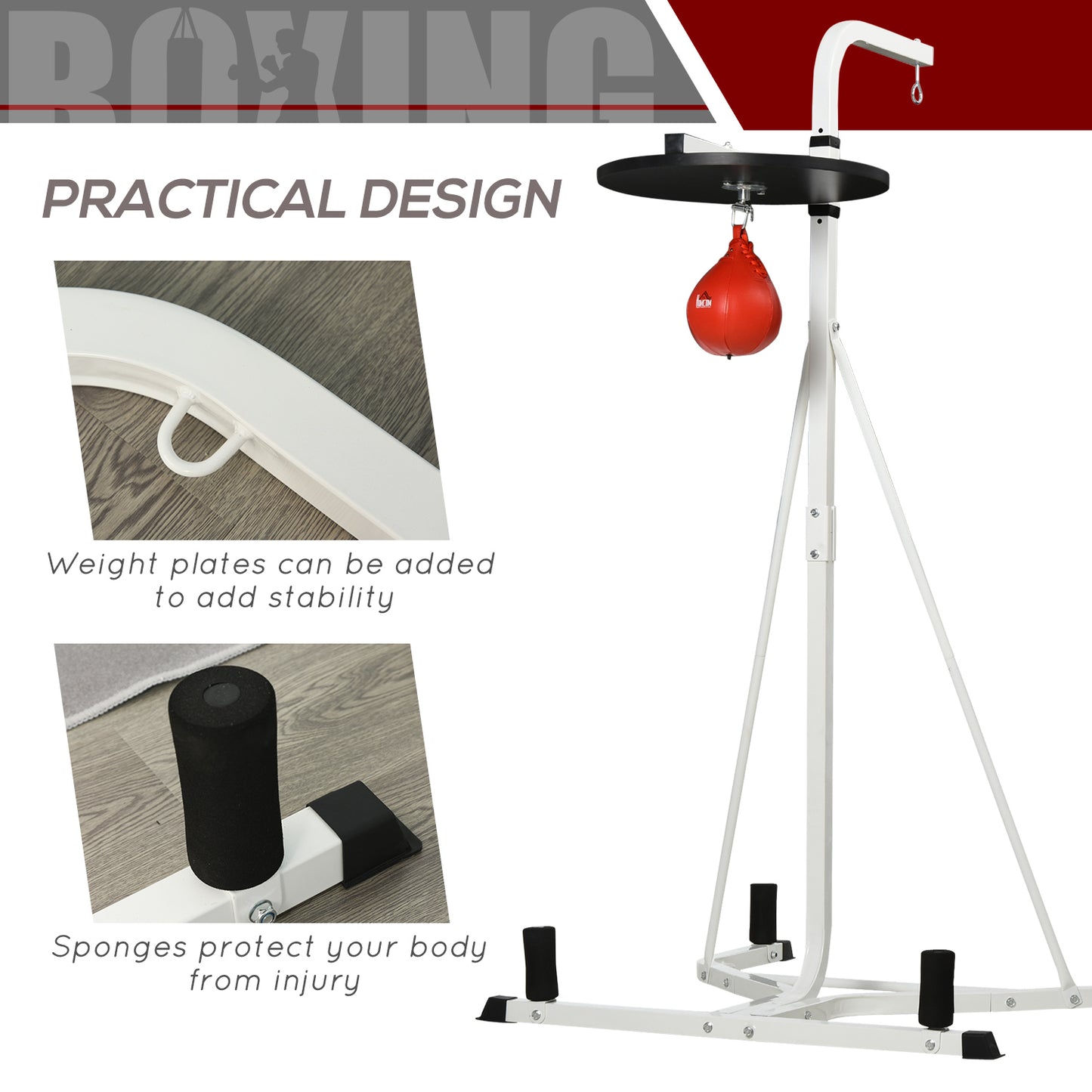Freestanding Speed Bag Platform, Adjustable Boxing Punch Bag, White