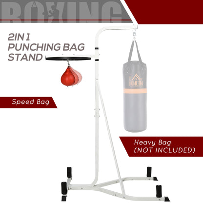 Freestanding Speed Bag Platform, Adjustable Boxing Punch Bag, White