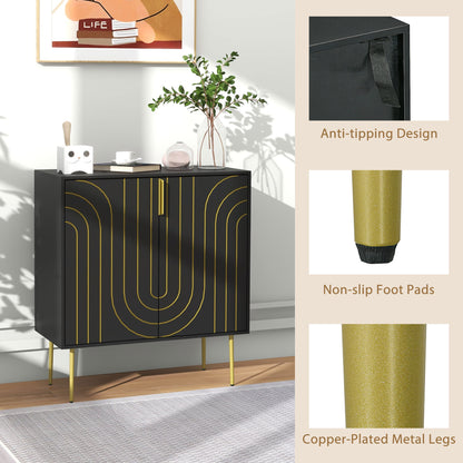 Freestanding Storage Cabinet with Adjustable Shelf for Living Room