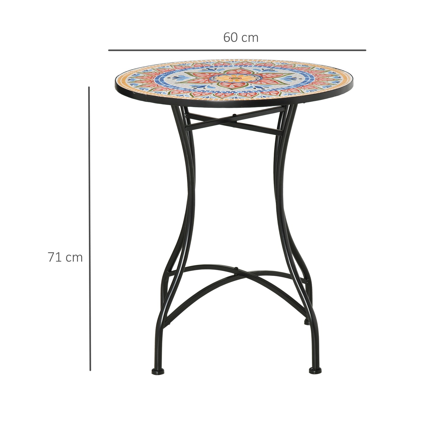 60cm Mosaic Round Bistro Table Outdoor Garden Side Table, Red