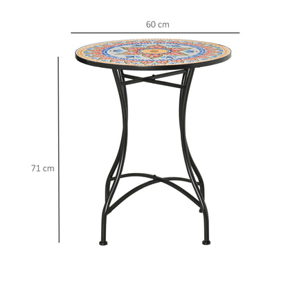60cm Mosaic Round Bistro Table Outdoor Garden Side Table, Red