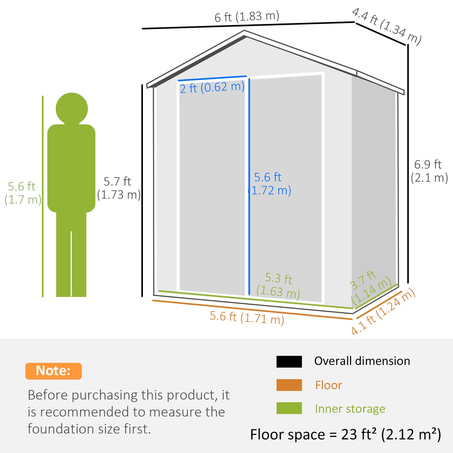 Lock Up Shed - 6Ft x 4.5Ft Garden Shed in Grey