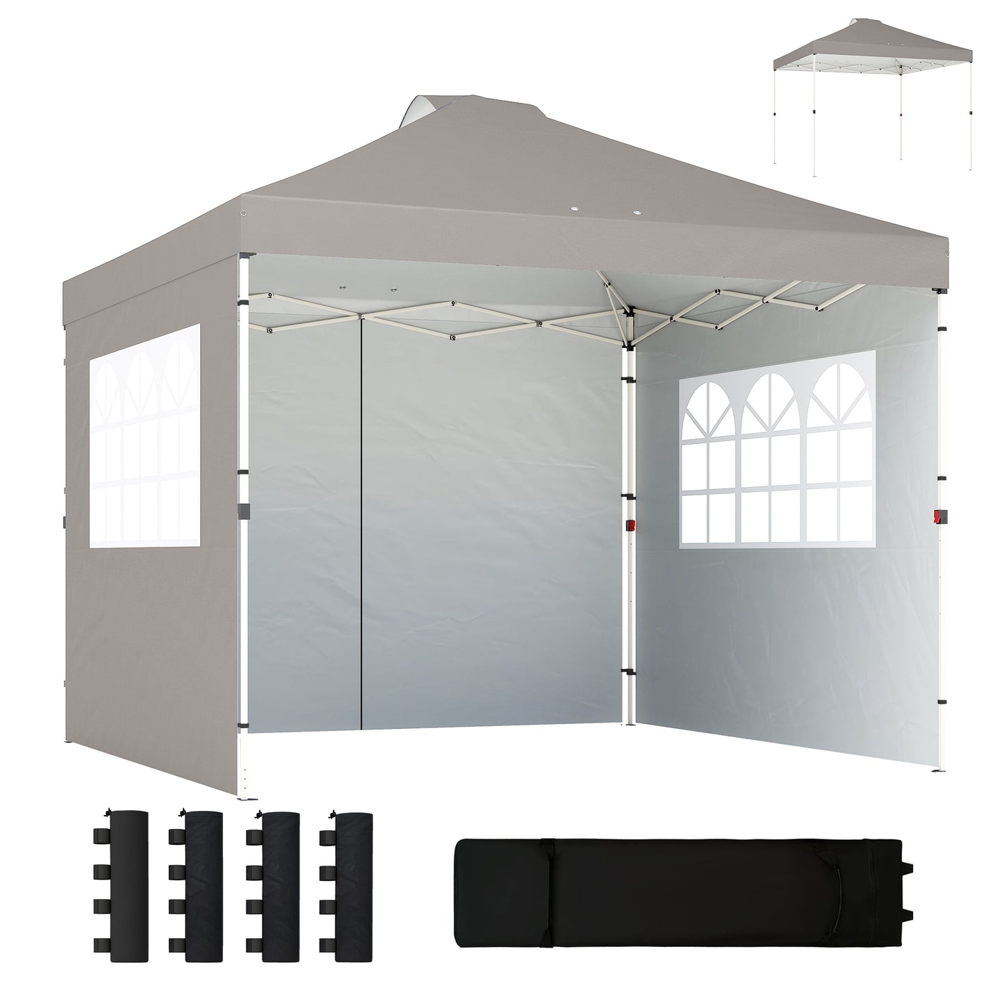 Pop Up Canopy Waterproof Height Adjustable 3 x 3 (m) Grey