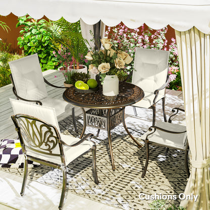 Set of 4 Garden Chair Cushions, Outdoor Seat Pads, White