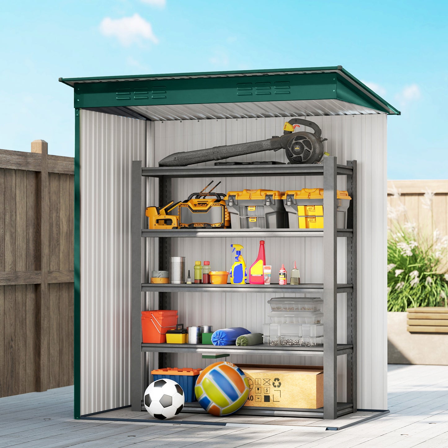 5 x 3.5ft Metal Garden Shed with Effortless Assembly, Green