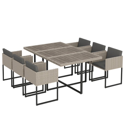Rattan Garden Furniture Set, Rattan Table and Chairs with Cushions