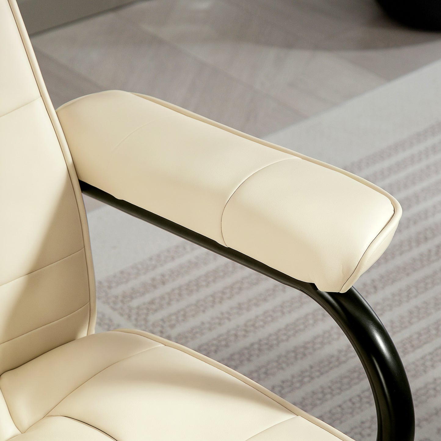 Massage Recliner Chair Cushioned Ottoman 10 Point Vibration Cream