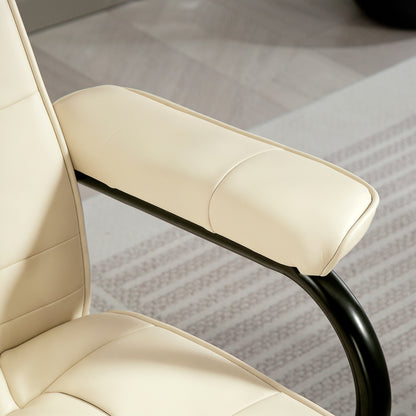 Massage Recliner Chair Cushioned Ottoman 10 Point Vibration Cream