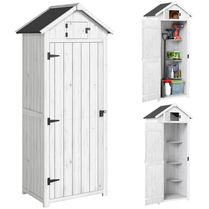 Wooden Garden Storage Shed Tool Storage Box, Light Grey