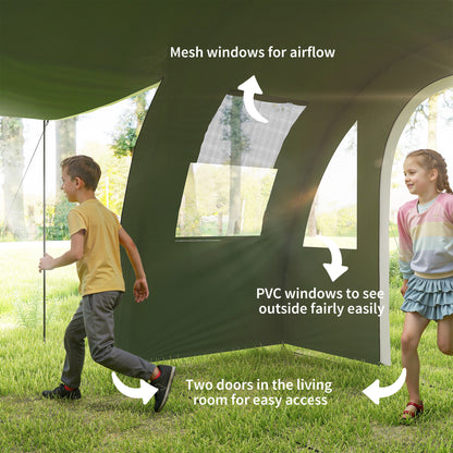 5-6 Man Family Tent Camping Tent with 2 Room and Carry Bag, Green