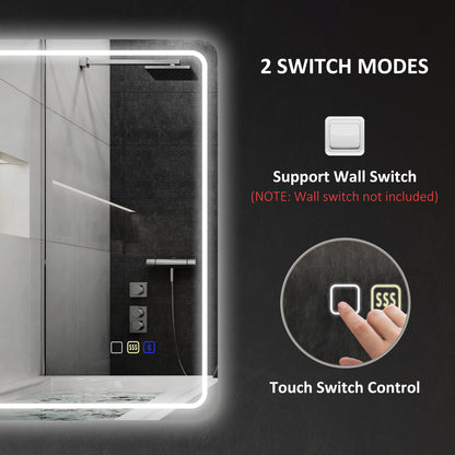 500 x 700 mm Illuminated Bathroom Mirror with Bluetooth Silver