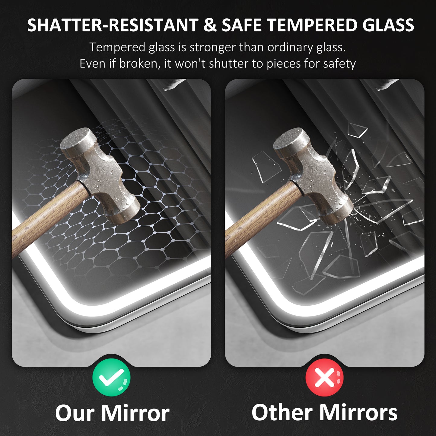 500 x 700 mm Illuminated Bathroom Mirror with Bluetooth Silver