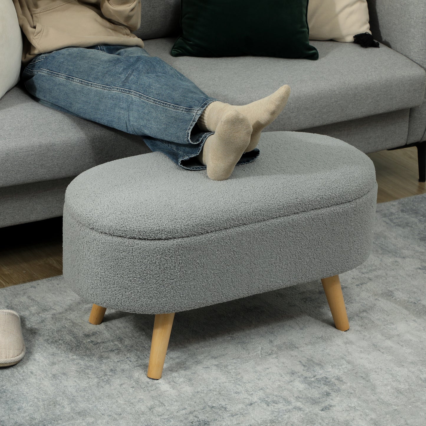 Ottoman Storage Bench for Hallway, Living Room, Charcoal Grey