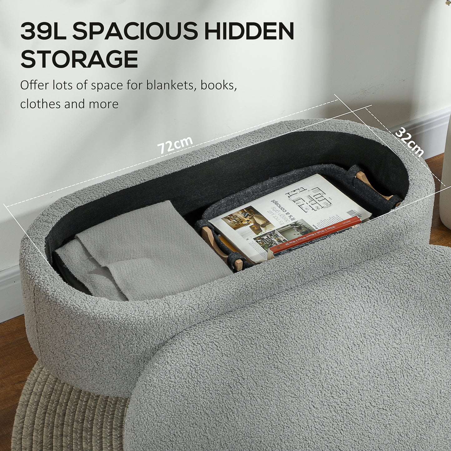 Ottoman Storage Bench for Hallway, Living Room, Charcoal Grey