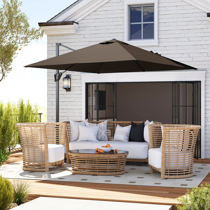 Square Cantilever Roma Parasol 360 Degree Rotation Hand Crank, Tan