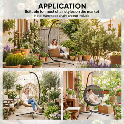 Hanging Egg Chair Stand Only, Hammock Chair C-Stand, Black