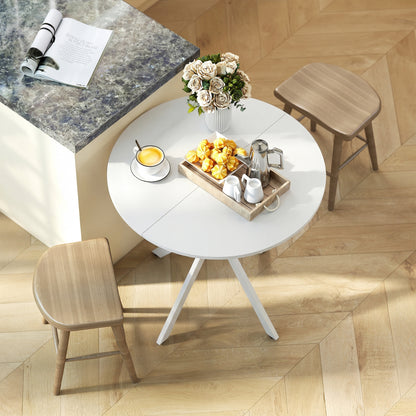 80cm Round Dining Table, Industrial Kitchen Table with Steel Legs