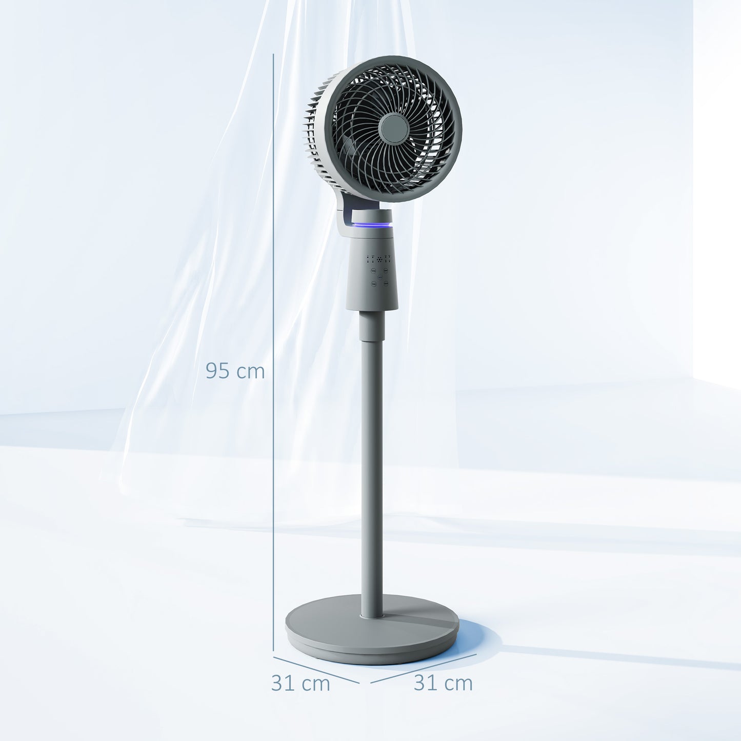Pedestal Fan, Air Circulation Fan with Oscillating, Tilt, Grey