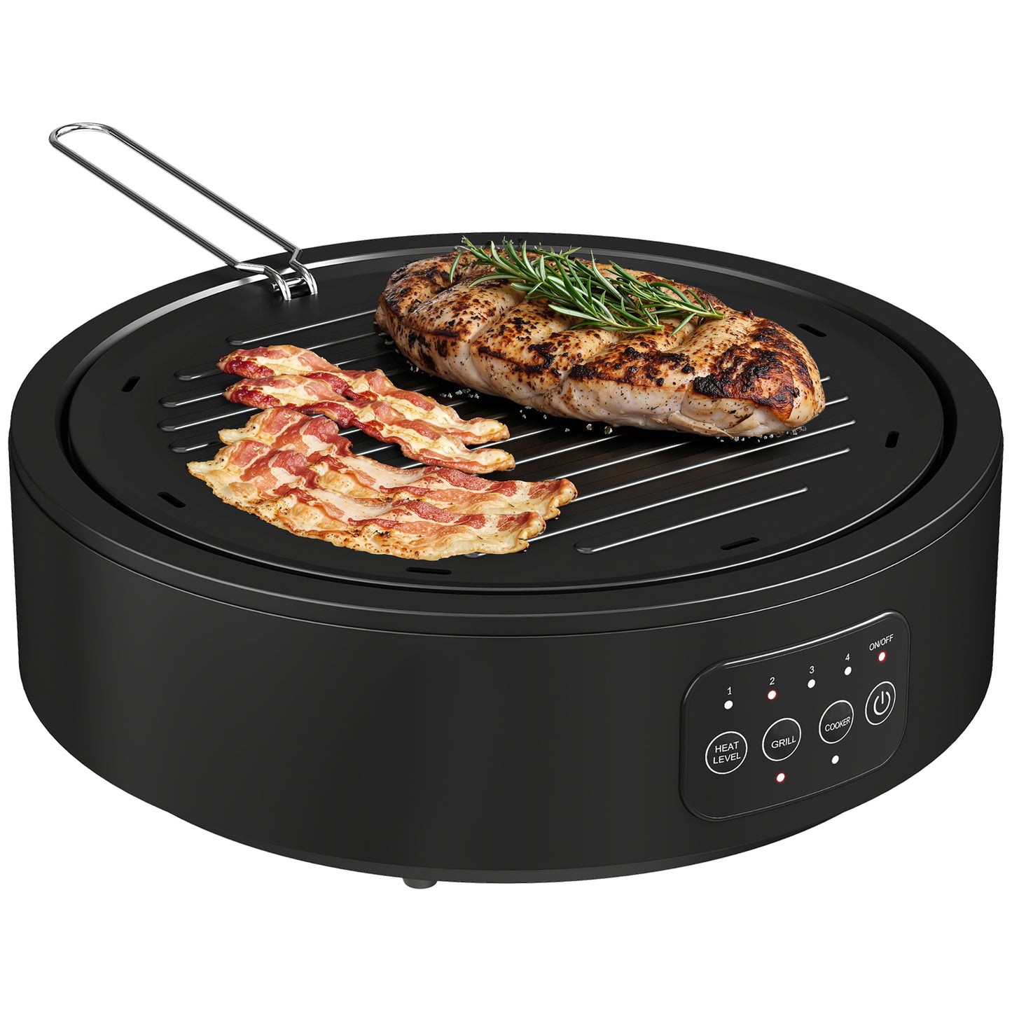 Electric Ceramic Hob with Grill Plate with 4 Heat Levels for All Type
