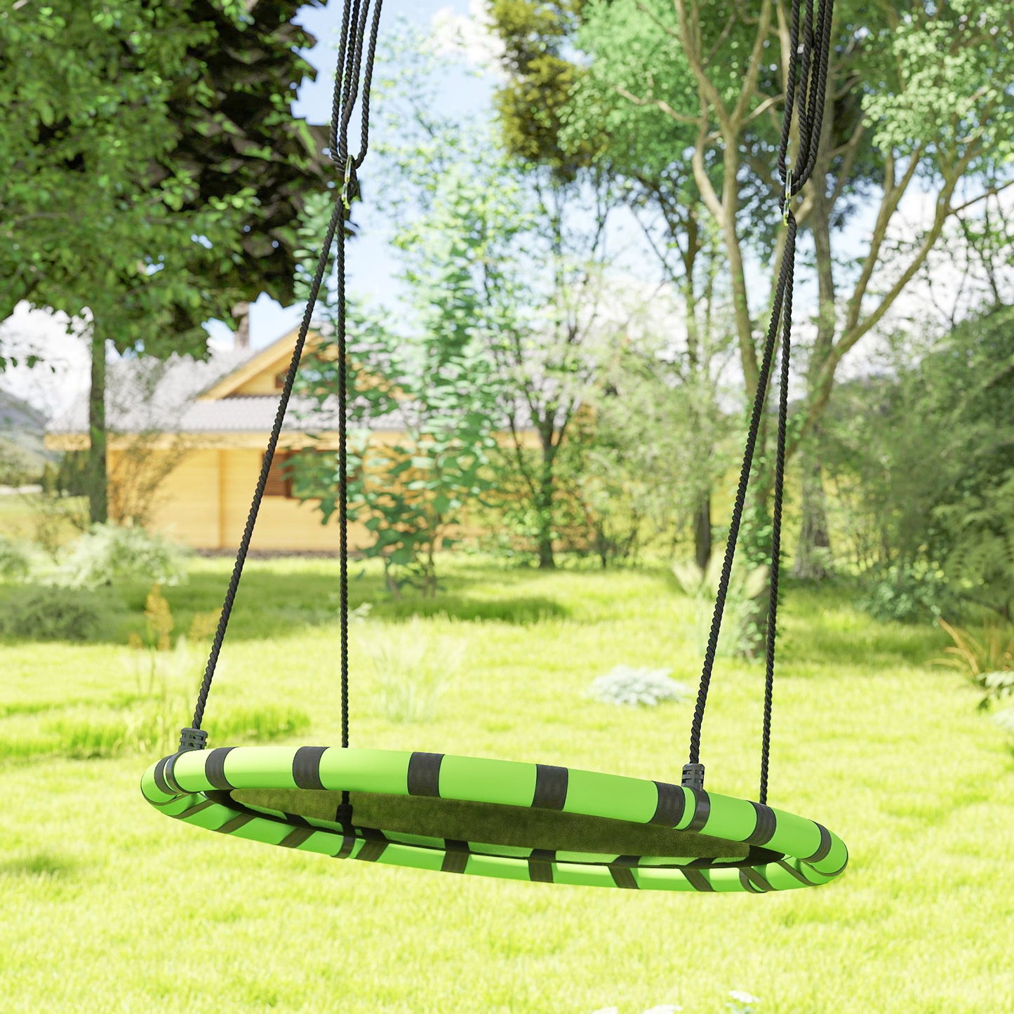 Kid Nest Swing Seat, 100cm Diameter Round Saucer Swing Set, Black