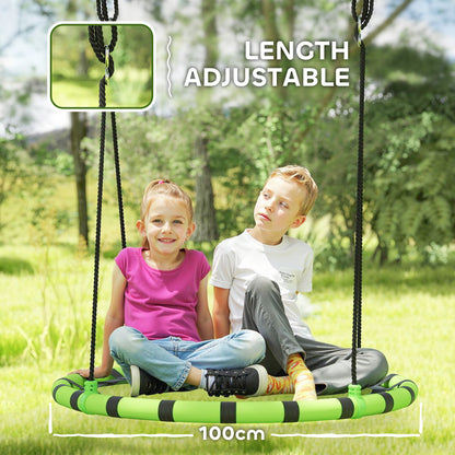 Kid Nest Swing Seat, 100cm Diameter Round Saucer Swing Set, Black