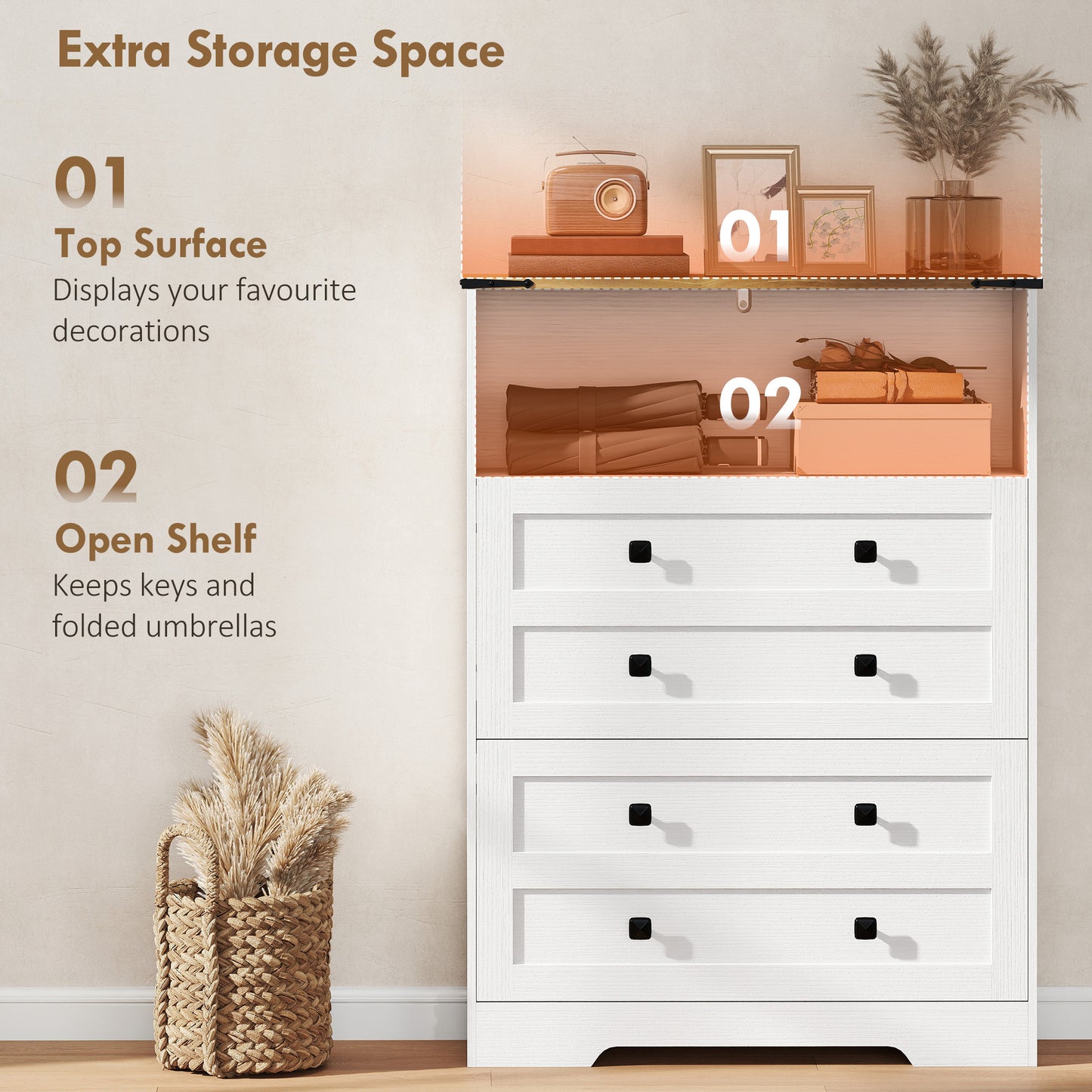 Narrow Shoe Cabinet, Farmhouse Shoe Storage Cabinet with 2 Flip Drawers, Adjustable Shelves and Open Shelf for Hallway, Space Saving, Holds 12-16 Pairs, White