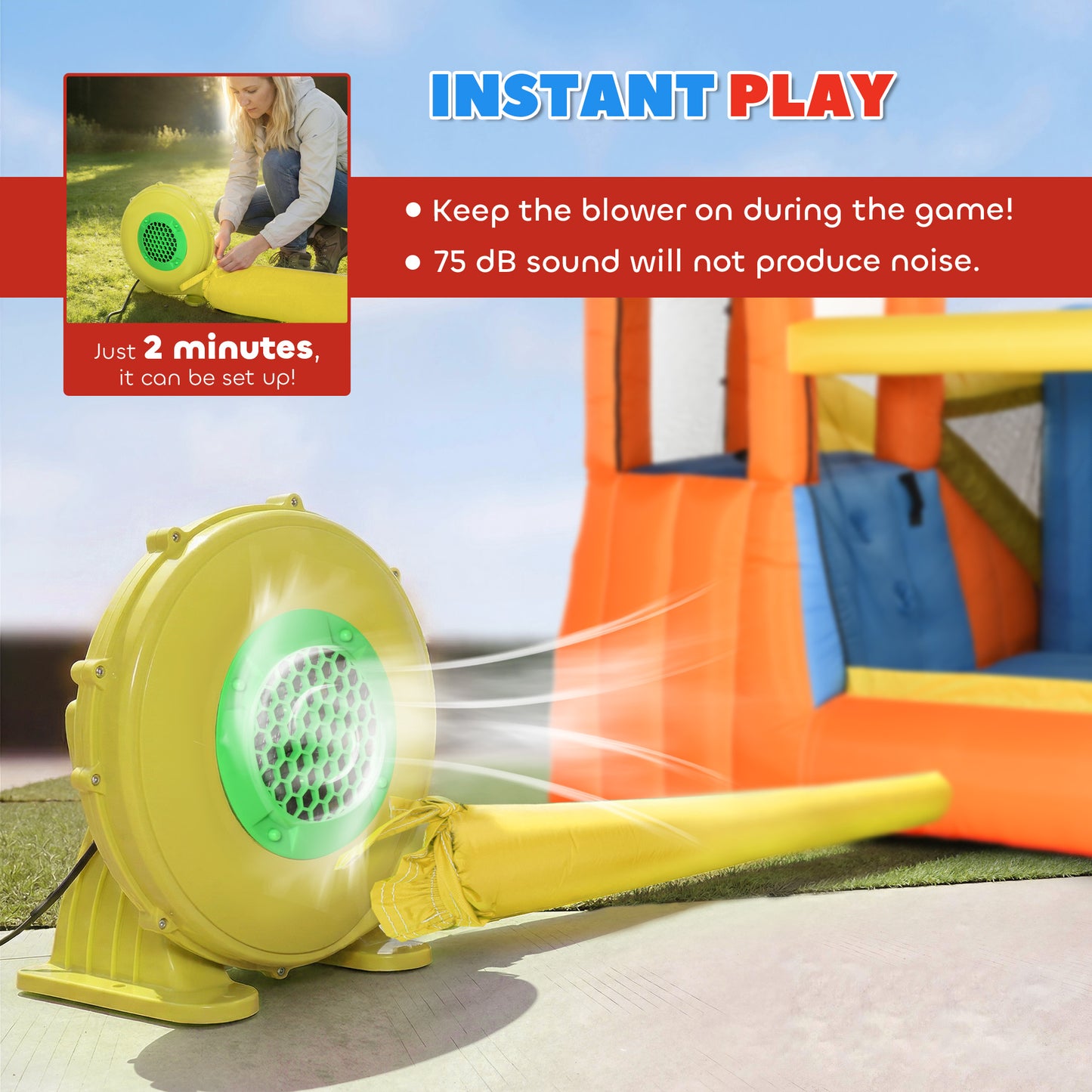 5 in 1 Inflatable Bouncy Castle for Children with Dual Slides