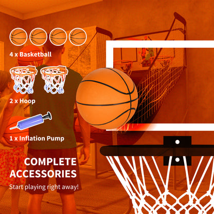 Basketball Arcade Game with Double Hoops, Electronic Scorer