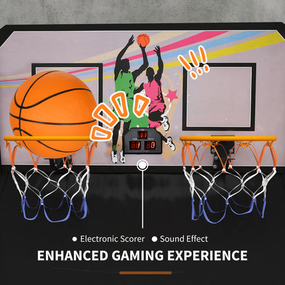 Basketball Arcade Game with Double Hoops, Electronic Scorer