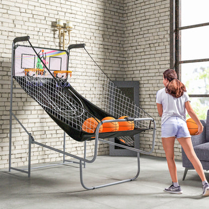 Basketball Arcade Game with Double Hoops, Electronic Scorer