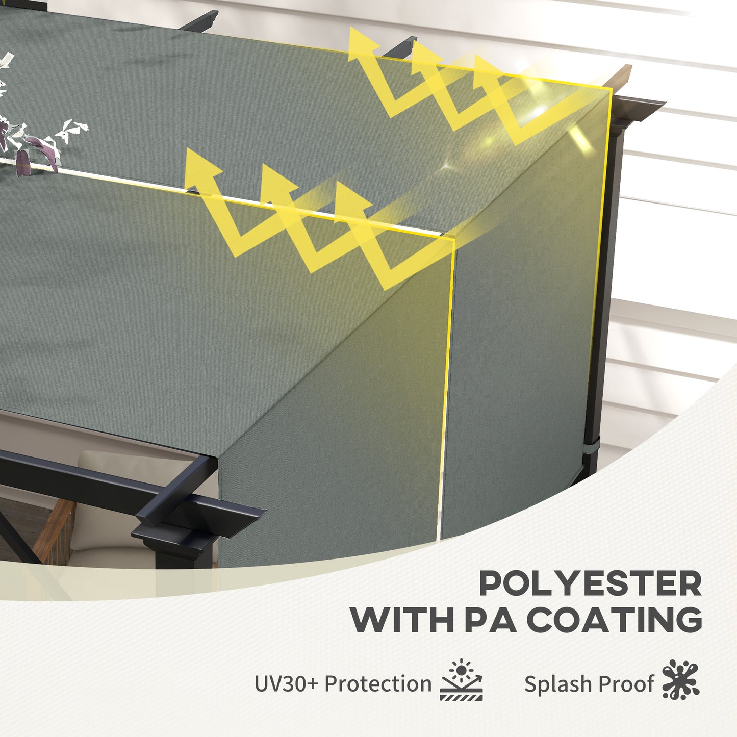 2Pcs Pergola Replacement Canopy, 4.9 x 1.2m, UV Protection, Dark Grey