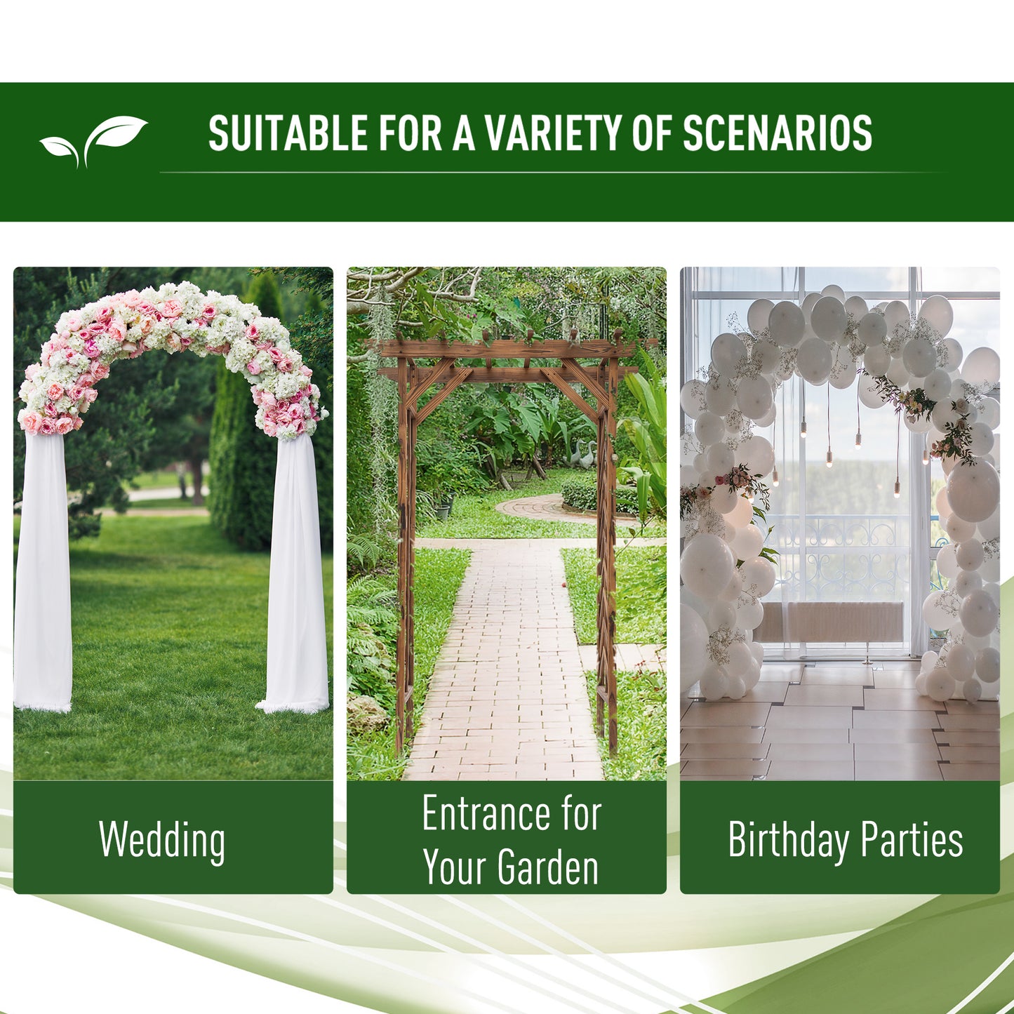 Wooden Garden Arbor, Arch Trellis for Climbing Vines