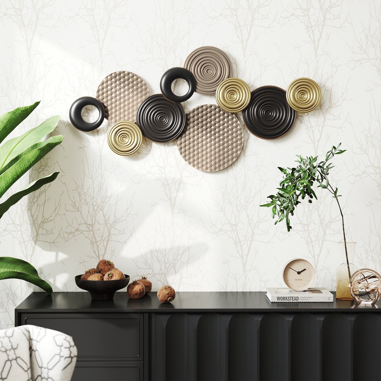 Metal Wall Art, Large 3D Wall Sculpture for Living Room Dining Room