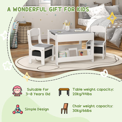 3-Piece Kids Table and Chair Set for Nursery, Playroom, Classroom