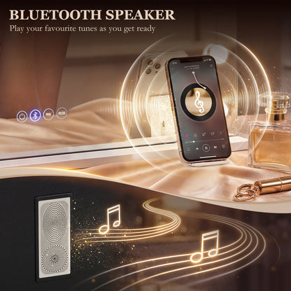 Vanity Mirror with Lights and Bluetooth Speaker, 80 x 60 cm, White