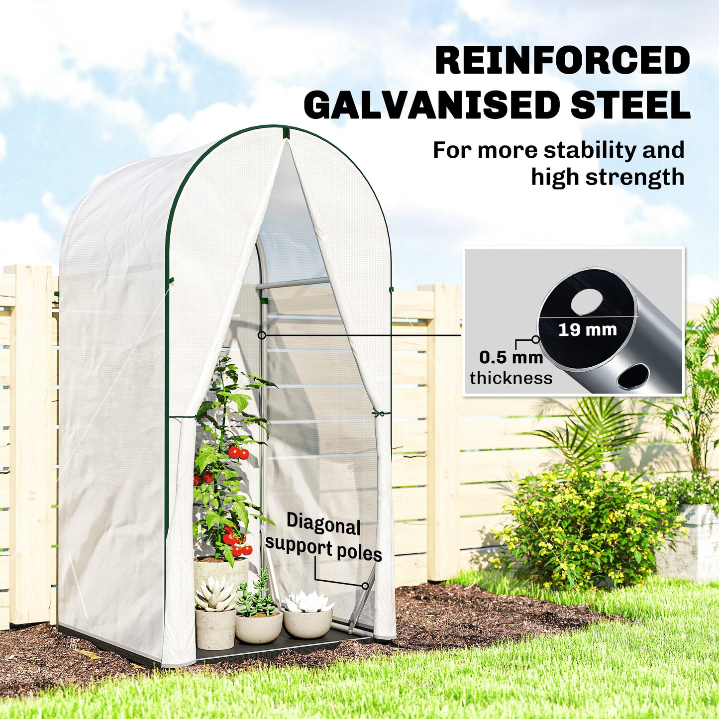 Mini Greenhouse, Small Greenhouse with PE Base, White